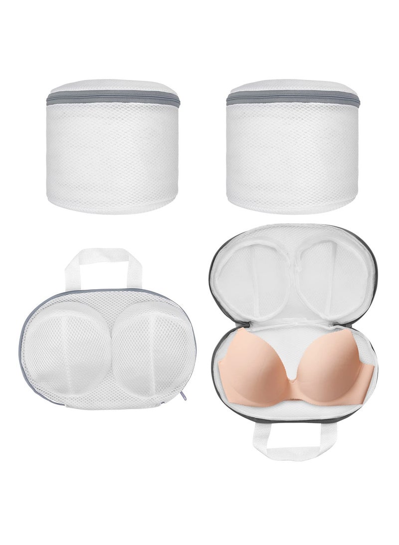 syosi 4 قطع أكياس الغسيل الصدرية، أكياس الغسيل الشبكية مع الرمز البريدي أسطواني رشاقته النسيج شبكة أكياس الغسيل للجوارب الملابس الداخلية الصدرية ملابس الطفل - Image 1